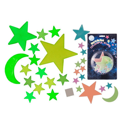 Luna e Stelle Fluorescenti Multicolori (15 pezzi)