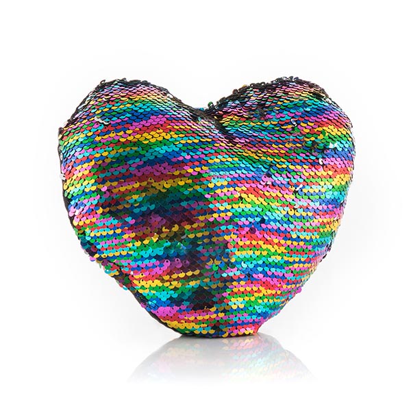 Rainbow Heart Magic Sequin Cushion