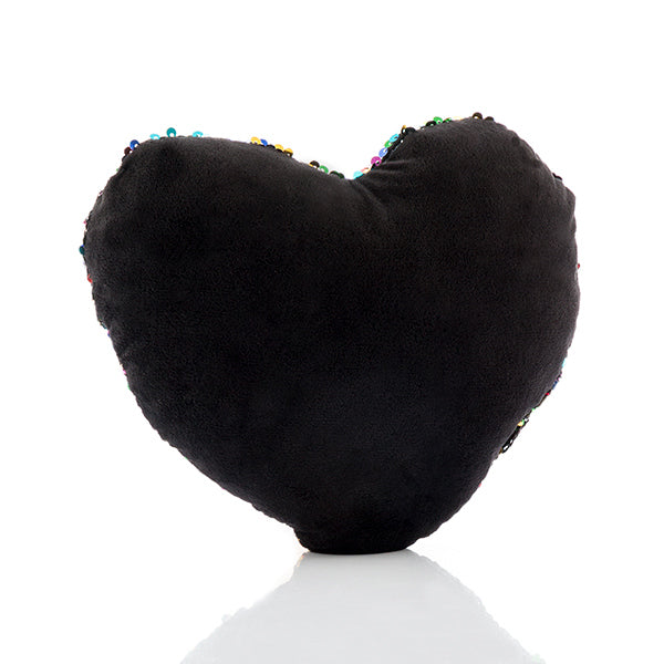 Rainbow Heart Magic Sequin Cushion