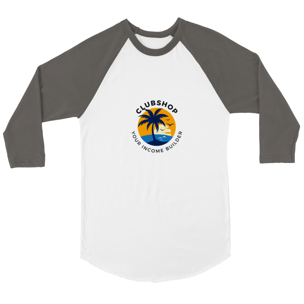 Clubshop T-shirt Raglan unisex con maniche a 3/4 personalizzabile