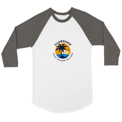 Clubshop T-shirt Raglan unisex con maniche a 3/4 personalizzabile