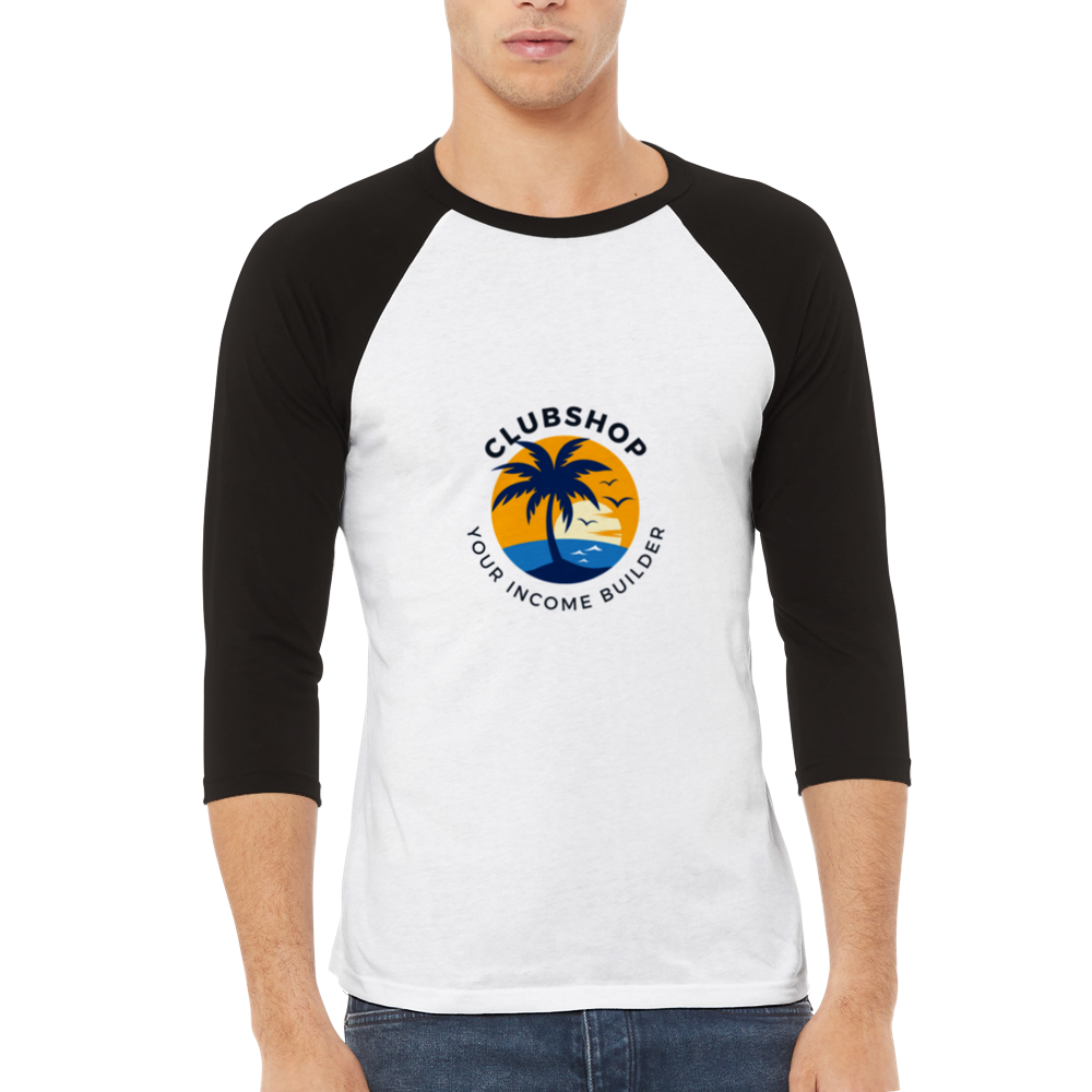 Clubshop T-shirt Raglan unisex con maniche a 3/4 personalizzabile