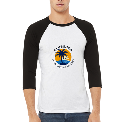 Clubshop T-shirt Raglan unisex con maniche a 3/4 personalizzabile