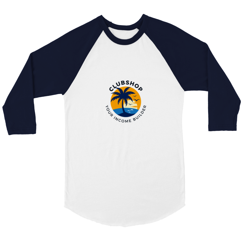 Clubshop T-shirt Raglan unisex con maniche a 3/4 personalizzabile