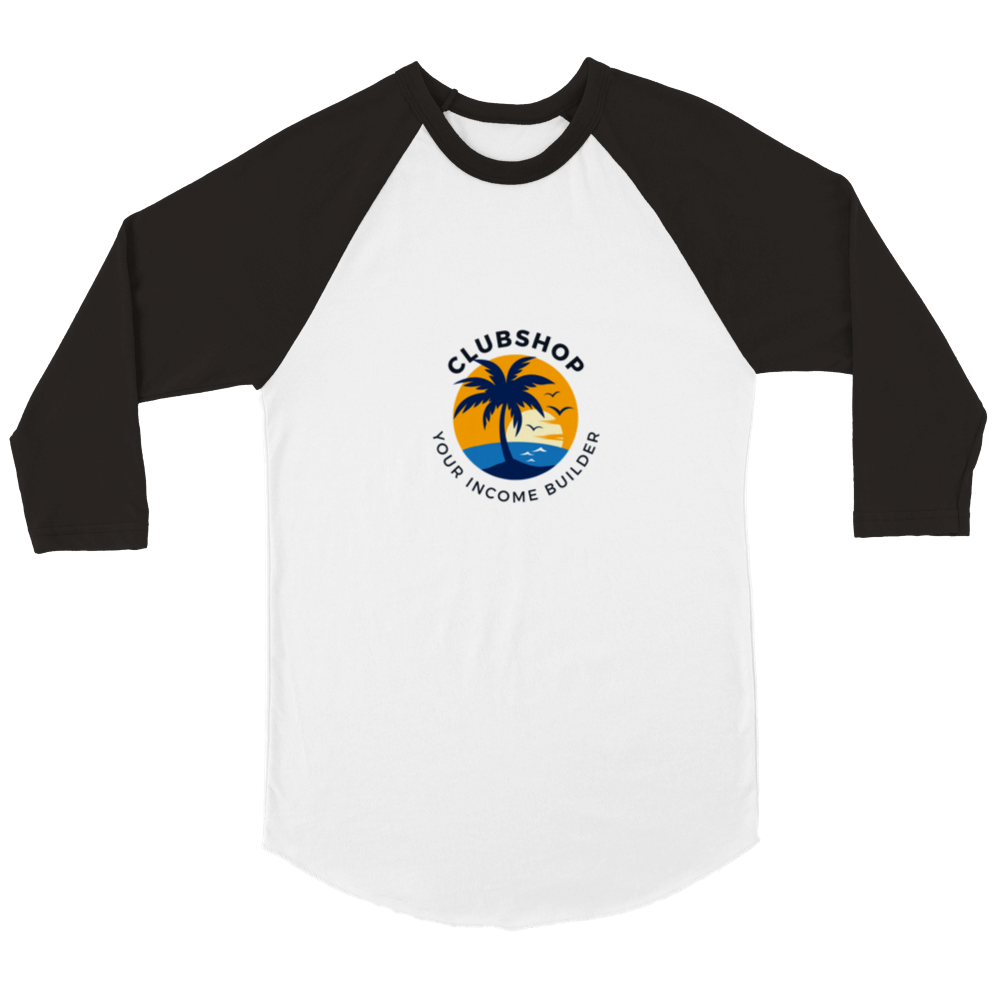 Clubshop T-shirt Raglan unisex con maniche a 3/4 personalizzabile