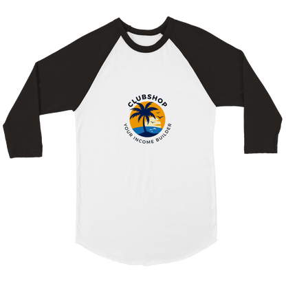 Clubshop T-shirt Raglan unisex con maniche a 3/4 personalizzabile