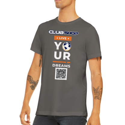 T-shirt girocollo unisex premium Live Your Dreams personalizzabile di Clubshop