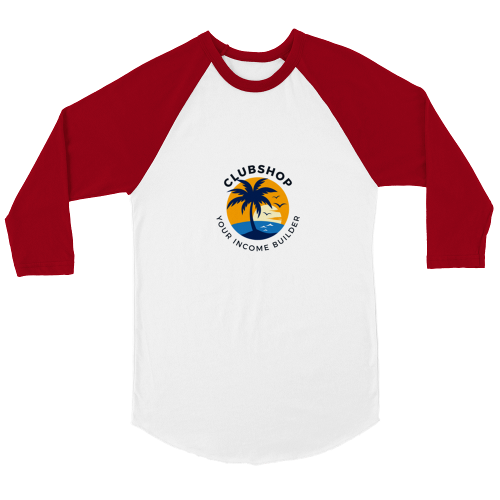 Clubshop T-shirt Raglan unisex con maniche a 3/4 personalizzabile