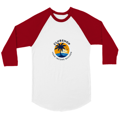 Clubshop T-shirt Raglan unisex con maniche a 3/4 personalizzabile